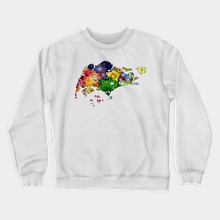 Spirograph Patterned Singapore Districts Map Crewneck Sweatshirt